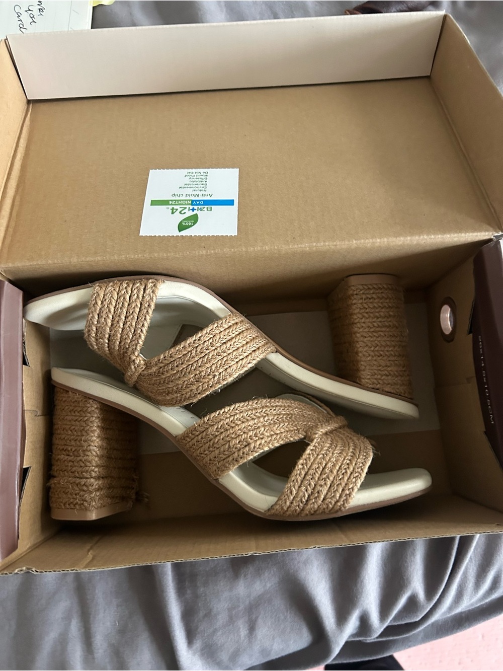 Oasis Society Woven Strap Block Heel Sandals - Tan/Toffee